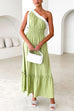 Rosiedress Tie Bow One Shoulder Waisted Ruffle Maxi Dress