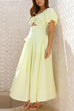 Rosiedress Puff Sleeves Twist Front Cut Out Swing Maxi Dress