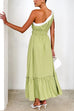 Rosiedress Tie Bow One Shoulder Waisted Ruffle Maxi Dress