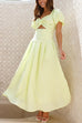 Rosiedress Puff Sleeves Twist Front Cut Out Swing Maxi Dress