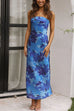 Rosiedress Strapless Scooped Cowl Backless Floral Print Maxi Dress