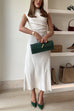 Rosiedress Mockneck Sleeveless Side Ruched Midi Dress