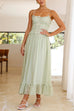 Rosiedress Frill Trim Lace Up Ruched Maxi Cami Dress