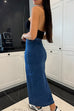 Rosiedress Button Down Slit Midi Denim Skirt