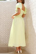 Rosiedress Puff Sleeves Twist Front Cut Out Swing Maxi Dress