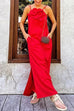 Rosiedress 3D Flower Side Slit Cotton Linen Maxi Cami Dress