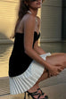 Rosiedress Strapless Velvet Patchwork Color Block Mini Dress