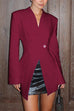 Rosiedress Chic V Neck Single Button Irregular Blazer