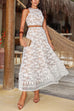 Rosiedress Palm Trees Embroidery Pocketed Swing Maxi Skirt