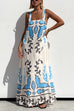 Rosiedress Square Neck Tie Knot Backless Printed Maxi Cami Dress