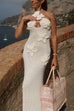 Rosiedress Halter Floral Crochet Hollow Out Maxi Bodycon Dress