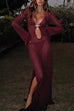 Rosiedress V Neck Side Slit Crochet Beach Cover Up Maxi Dress