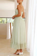 Rosiedress Frill Trim Lace Up Ruched Maxi Cami Dress