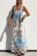 Rosiedress Square Neck Tie Knot Backless Printed Maxi Cami Dress