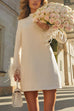 Rosiedress Mockneck Feather Trim Long Sleeves Mini Dress