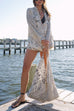 Rosiedress Collared V Neck Shirt and Side Slit Shorts Vitamin Sea Print Set