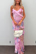 Rosiedress Ruffle Trim Open Back Printed Maxi Cami Dress