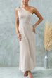 Rosiedress Sleeveless Tie Knot One Shoulder Striped Maxi Dress