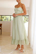 Rosiedress Frill Trim Lace Up Ruched Maxi Cami Dress