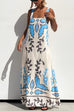 Rosiedress Square Neck Tie Knot Backless Printed Maxi Cami Dress