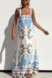 Rosiedress Square Neck Tie Knot Backless Printed Maxi Cami Dress
