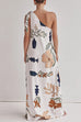 Rosiedress Tie Knot One Shoulder Floral Print Maxi Dress