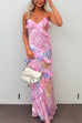 Rosiedress Ruffle Trim Open Back Printed Maxi Cami Dress