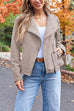 Rosiedress Zip Up Pocketed Faux Suede Moto Jacket(in 7 Colors)