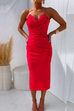 8 Colors Rosiedress Strapless Tube Top Ruched Back Slit Midi Party Dress
