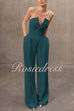 V Neck Strapless Pocketed Wide Leg Jumpsuit (in 6 Colors)