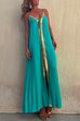 Rosiedress V Neck Backless Sequin Detailed Slit Maxi Cami Dress