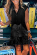 Rosiedress Button Down Short Sleeve Ruffle Denim Dress