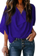 Rosiedress Cowl Neck Short Sleeve Drape Chiffon Shirt