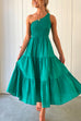 Rosiedress One Shoulder Sleeveless Smocked Ruffle Tiered Maxi Dress