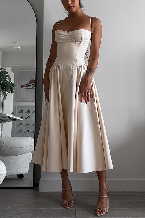 Rosiedress Spaghetti Strap Pocketed Corset Swing Midi Dress
