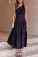 (4 Colors)Rosiedress One Shoulder High Waist Tiered Maxi Dress