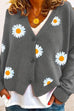 Rosiedress V Neck Button Up Daisy Embroidery Sweater Cardigan