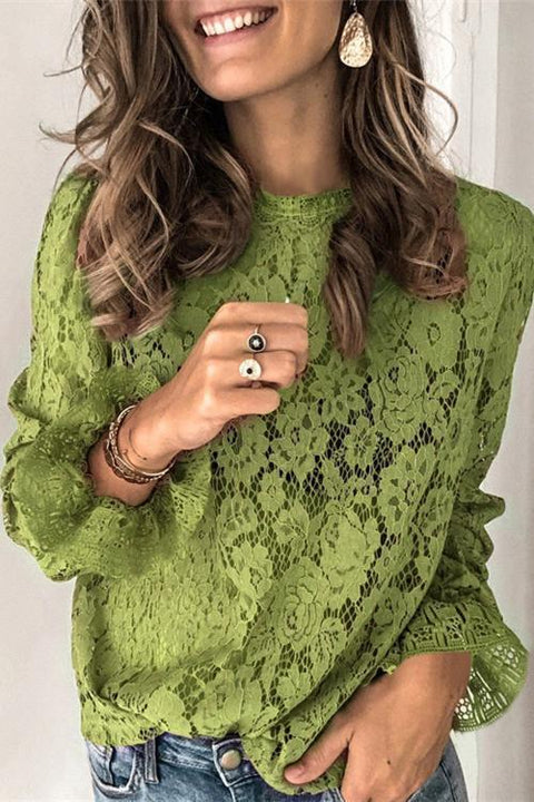 Rosiedress Floral Lace Crochet Hollow Out Shirts