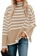 Rosiedress Turtleneck Side Split Striped Sweater