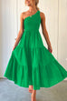 Rosiedress One Shoulder Sleeveless Smocked Ruffle Tiered Maxi Dress