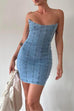 Rosiedress Strapless Tube Top Denim Mini Bodycon Dress