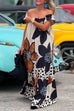 Rosiedress Off Shoulder Floral Printed Ruffle Maxi Holiday Dress