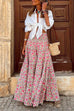 Rosiedress Frilled Elastic Waist Bohemia Floral Maxi Flowy Skirt