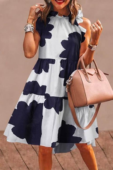 Rosiedress Sleeveless Printed Ruffle Midi Dress