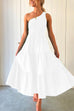 Rosiedress One Shoulder Sleeveless Smocked Ruffle Tiered Maxi Dress
