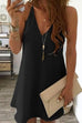 Rosiedress Solid V-neck Sleeveless Chiffon Swing Dress