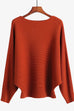 Rosiedress Boat Neck Batwing Sleeves Ribbed Knit Sweater