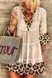 Rosiedress V Neck Leopard Splice Swing Dress
