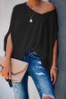 Rosiedress Loose V Neck Batwing Sleeve Solid T Shirt