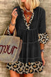 Rosiedress V Neck Leopard Splice Swing Dress